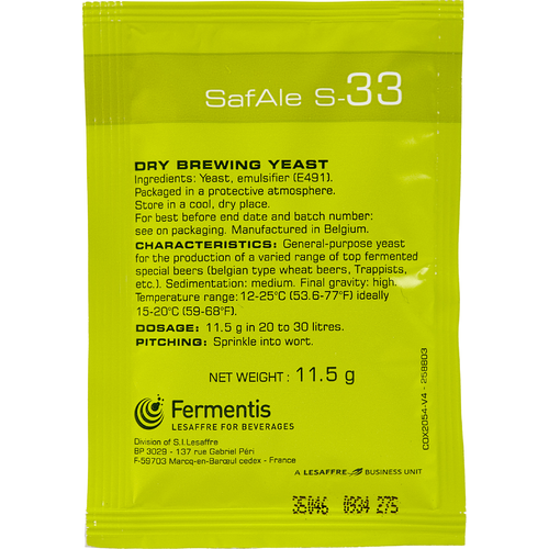 Fermentis Dry Yeast - Safbrew S-33