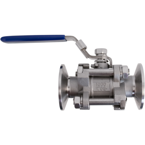 Stainless Ball Valve - 1.5" Tri-Clamp x Tri-Clamp - 3 Piece