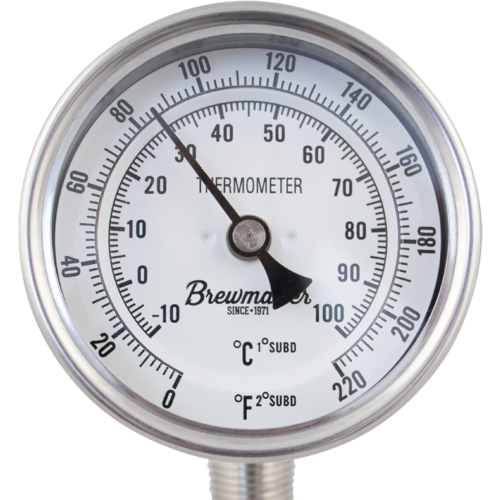 Adjustable Angle Dial Thermometer For Kettles - 3" Face - 1/2" MPT