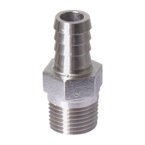 Stainless Barb - 1/2" MPT x 5/8" Barb (3/8" ID)