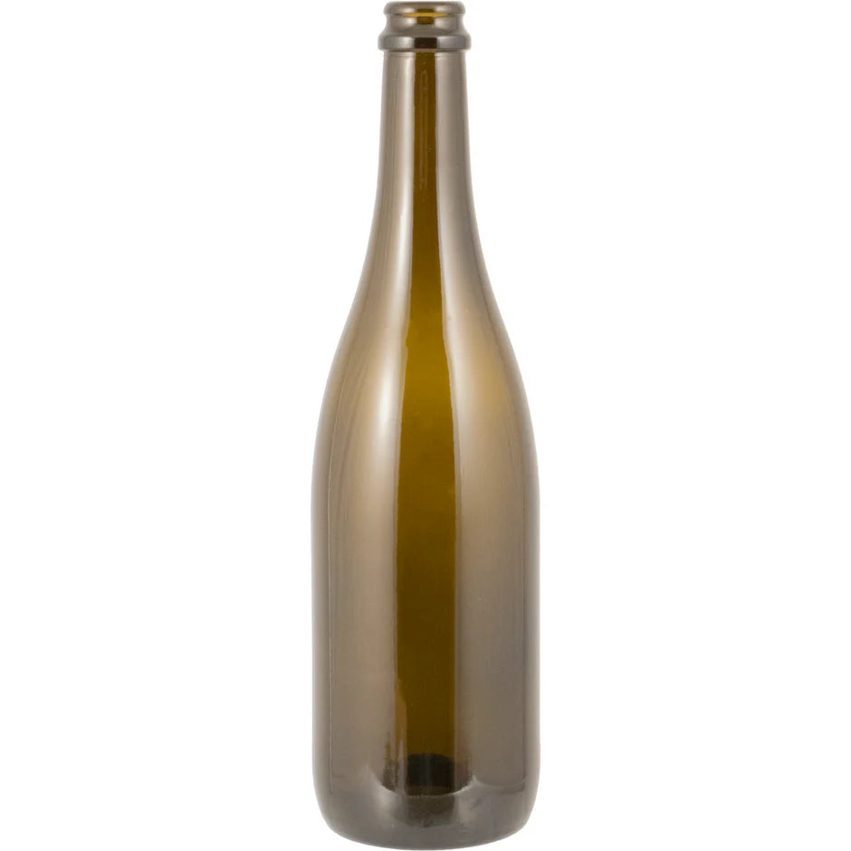 Farro Glass Premium Wine Bottles, Champagne, Antique Green, 29mm Crown Finish, 750mL, Case of 12