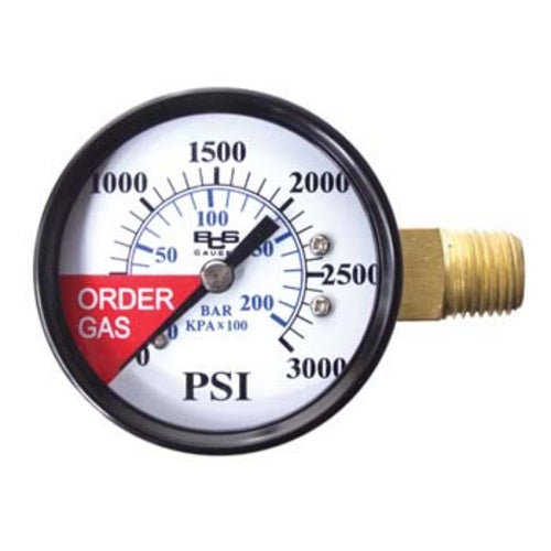 Pressure Gauge (RHT) | High Pressure (0-3000 psi) | CO2 or Nitrogen regulator | 1/4” MPT Right-hand thread