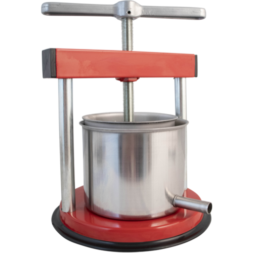 Small Food Press - Fruit Cheese Butter - 12cm x 11.5cm - Stainless Steel Basket and Basin - Red "Tommy" Model